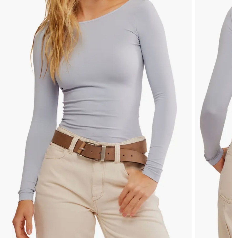 Free People Intimately Low Back Seamless Long Sleeve Top Sz M NWT